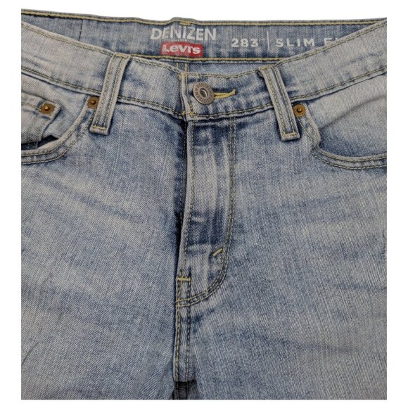 Levis Denizen Mens Size 30x31 Stone Wash‎ Distressed 283 Slim Fit Denim Jeans - Picture 6 of 15